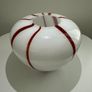 Large White & Red Studio Art Glass Vase Image 4