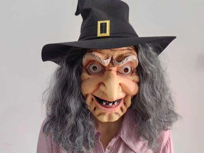 Halloween Witch mask with hair.