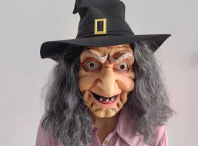 Halloween Witch mask with hair.