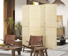 Room Divider, Freestanding Privacy Screen, 4 Panel Folding, 180 x 180cm, Natural