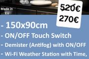 LED Bathroom Mirror Demister Antifog Weather Station Dual LED