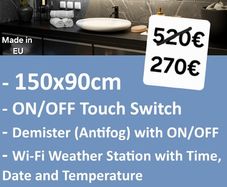 LED Bathroom Mirror Demister Wi-Fi Dual LED 150x90