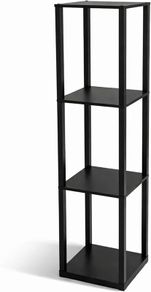 4 Tier Shelving Unit Slim Black Freestanding Storage Shelves for Home Office  Bathroom  MDF Wood Tall Shelving Unit. Storage Utility Storage Free Standing Shelf Organiser Black