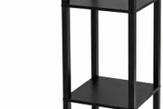 4 Tier Shelving Unit Slim Black Freestanding Storage Shelves for Home Office  Bathroom  MDF Wood Tall Shelving Unit. Storage Utility Storage Free Standing Shelf Organiser Black
