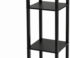 4 Tier Shelving Unit Slim Black Freestanding Storage Shelves for Home Office  Bathroom  MDF Wood Tall Shelving Unit. Storage Utility Storage Free Standing Shelf Organiser Black