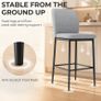 Set of 2 Velvet Bar Stools with Footrest and Backrest, Kitchen & Living Room Stools, Grey Image 6