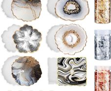 20PCS Epoxy Resin Moulds Kit Silicone Moulds Coaster Resin Kit for Beginners Resin Art Starter Kit Molds Resin Casting Making DIY Agate Home Decoration with 3 Gold Foil Flakes (FREE POSTAGE)
