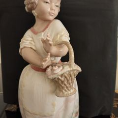 Vintage Nao by Lladro. Girl with Flower Basket.
