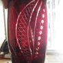 Ruby red cut glass 10 inch vase Image 5