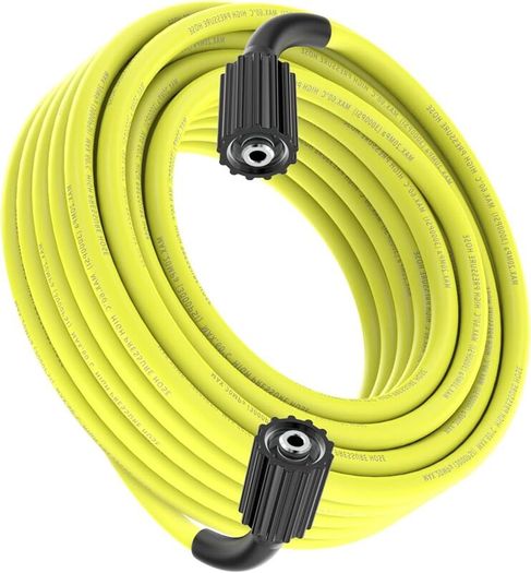 1/4 Pressure Washer Hose 10M,Power Kink Free High Pressure Hose M22 14MM Solid Fittings Pressur Washer Replacement Light Weight Yellow