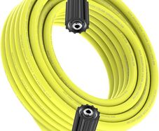 1/4 Pressure Washer Hose 10M,Power Kink Free High Pressure Hose M22 14MM Solid Fittings Pressur Washer Replacement Light Weight Yellow