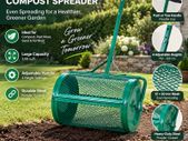 24 Inch Compost Spreader  Heavy-Duty Steel Peat Moss & Lawn Roller with Adjustable Handle