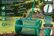 24 Inch Compost Spreader  Heavy-Duty Steel Peat Moss &amp; Lawn Roller with Adjustable Handle