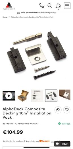 Composite decking installation kit Tile Merchant plus box of decking screws