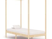 Canopy Bed Frame Solid Pine Wood 90x200 cm