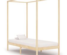 Canopy Bed Frame Solid Pine Wood 90x200 cm