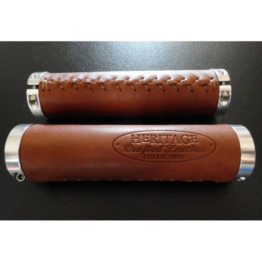 Viking Heritage Premium Leather Handlebar Grips (Pair) 130mm - Honey