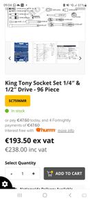 king tony socket set brand new