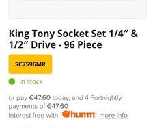 king tony socket set brand new