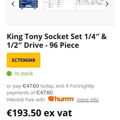 king tony socket set brand new