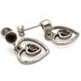 925 Sterling Silver & Garnet Textured Heart Stud Earrings Image 7