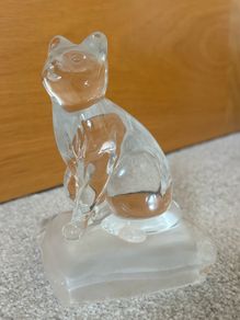 Vintage Clear Glass Cat Figurine