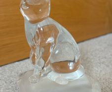 Vintage Clear Glass Cat Figurine