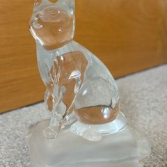 Vintage Clear Glass Cat Figurine