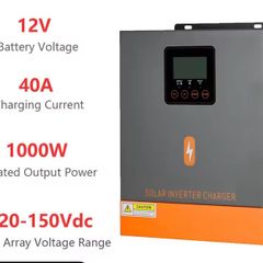 1000W Hybrid Solar Inverter 12V 150V Pure Sine Wave Off Grid Solar Inverters 40A MPPT Solar Charge Controller Built-in BMS