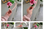 Brand new dusky pink cerise pink and gold crown headpiece fascinator headband