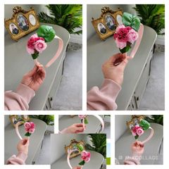 Brand new dusky pink cerise pink and gold crown headpiece fascinator headband