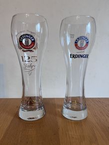 Two Erdinger beer glasses