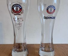 Two Erdinger beer glasses
