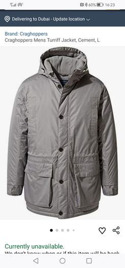 NEW WITH TAGS, Mens SMALL SIZE, craghoppers Turriff jacket waterproof AQUADRY INSULATED cement coat warm