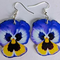 Vibrant Violet & Yellow Pansy Earrings