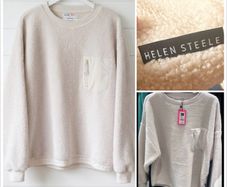 Helen Steele Borg fleece crew jumper cream chic fab