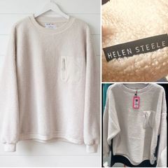 Helen Steele Borg fleece crew jumper cream chic fab