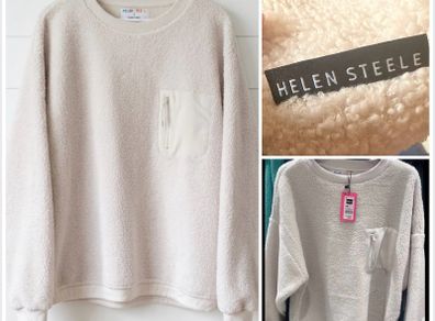 Helen Steele Borg fleece crew jumper cream chic fab