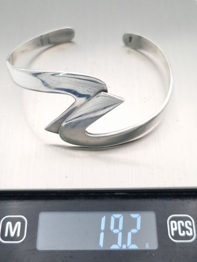 Modernist Sterling Silver Bangle, Full British Hallmarks