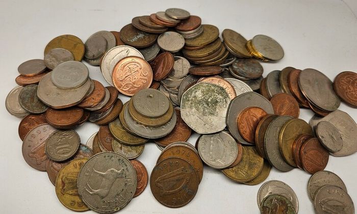 Bag of Irish Coins and Banknote