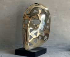 Mask Sculpture On Stand- Polished Bronze