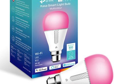 TP-Link Kasa Colour-Changeable WiFi Smart Bulb by TP-Link, B22, 10W