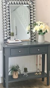 Grey Hall / Console Table with drawers and shelf