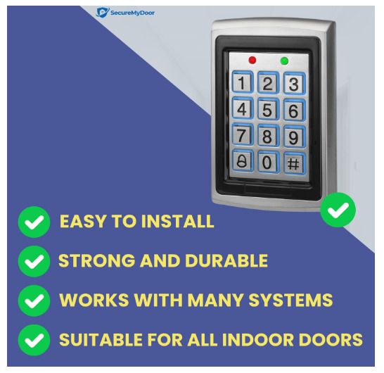 SecureMyDoor Proximity Digital Keypad for Door Entry System | with Both RFID Fobs and Pin Code Entry
