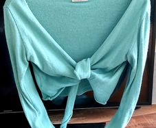 REDUCED LAST DAY Avoca Anthology Turquoise Wrap Cardigan & Mesh Sleeveless Cami
