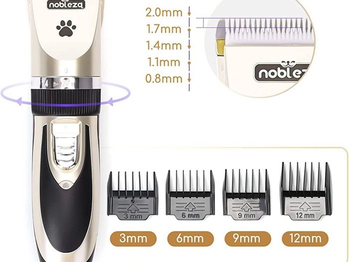 Dog Clippers Cordless, Professional Pet Grooming Kit, Dog Trimmer, Low Noise Dog Hair Clipper with 4 Combs, Rechargeable Electric Cat Shaver Shears Tools for All Pets (FREE POSTAGE)