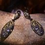 Beautiful Branch Earrings by R'Laith  Purple Zircon Stud Flower Plum Tree Branch Blossom Hoop Image 2