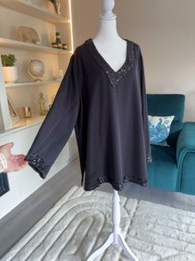 Reduced Glamorous Ladies Black Tunic Top with sequins from Michele Hope Size: UK 26-28 / EU 54-56