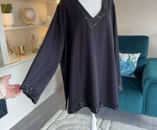 Reduced Glamorous Ladies Black Tunic Top with sequins from Michele Hope Size: UK 26-28 / EU 54-56