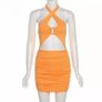 Mini Dress With Halter - Orange Image 7